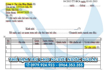 Cấp lại thẻ tạm trú cho người nước ngoài tại Việt Nam